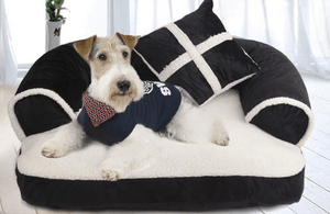 Pet Stop Store Trendy Black & White Couch Like Dog Bed with Pillow