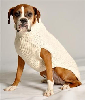 Pet Stop Store xxs Off White Cable Knit Handmade Dog Sweater