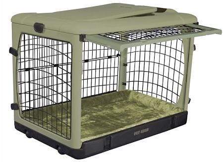 Deluxe Steel Dog Crate With Bolster Pad  - Large-sage