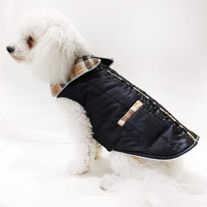 Brown & Black Puffer Dog Coats with Pockets
