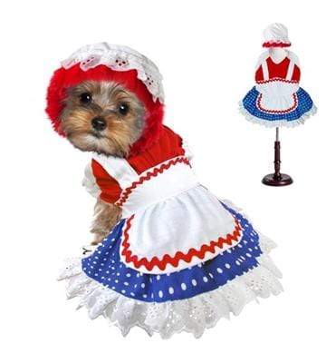 Halloween Ragdoll Girl Red, White & Blue Dog Dress Costume