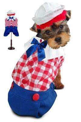 Pet Stop Store 1 Fun Two Piece Blue, White & Red Ragdoll Boy Dog Costume