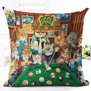 Pet Stop Store 1 / without pillow inner Cotton 45x45 Lazy Cat Cartoon Printed Pillow Covers