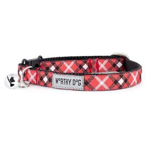 Pet Stop Store 10" Cat Collar Bias Plaid Red Dog Collar & Leash Collection