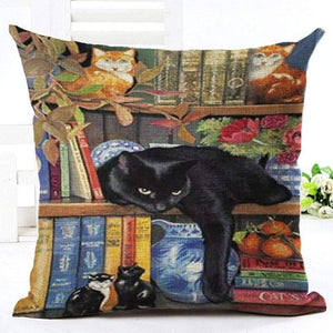 Pet Stop Store 10 / without pillow inner Cotton 45x45 Lazy Cat Cartoon Printed Pillow Covers