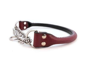 Pet Stop Store 20" adjusts 14" to 20" / Burgundy Rolled Leather Martingale Dog Collars at Pet Stop Store