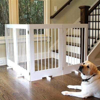 4-Panel Freestanding Tall Wood Indoor Pet Gate
