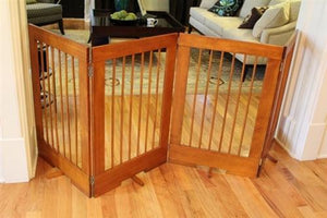 Pet Stop Store 4-Panel Freestanding Tall Wood Indoor Pet Gate