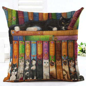 Pet Stop Store 4 / without pillow inner Cotton 45x45 Lazy Cat Cartoon Printed Pillow Covers