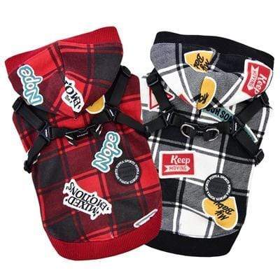 Playful Red & Black Hooded Dog Harnesses for Dogs All Sizes