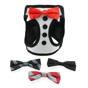 Pet Stop Store Black & White Tuxedo Dog Harness 4 Bows Ties Included