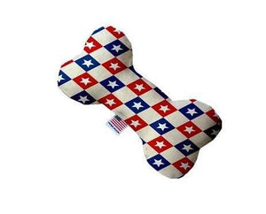 Pet Stop Store 6 inch Patriotic Checkered Stars Bone Dog Toy