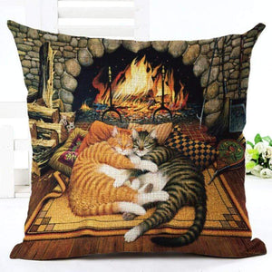 Pet Stop Store 8 / without pillow inner Cotton 45x45 Lazy Cat Cartoon Printed Pillow Covers