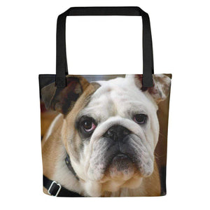Pet Stop Store Black Bulldog Over the Shoulder Tote Bag