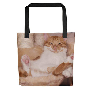 Pet Stop Store Black Lazy Fat Cat Tote Bag