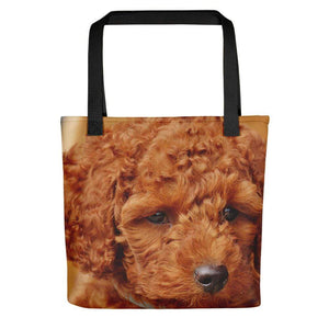Pet Stop Store Black Red Toy Poodle Puppy Eyes Tote Bag