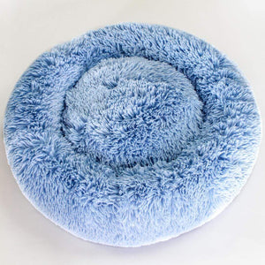 Pet Stop Store Blue Round Shaped Cuddle Shag Dog Bed