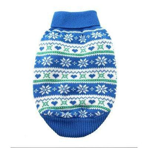 Pet Stop Store Blue Snowflake & Hearts Dog Sweater