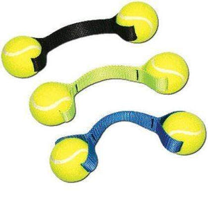Pet Stop Store Blue Two Tennis Balls Connected by 1in. Webbing Dog Toy