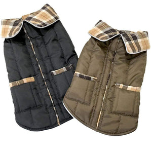 Pet Stop Store Brown & Black Puffer Dog Coats with Pockets