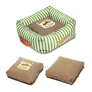Pet Stop Store Brown Neutral-Striped Ultra-Plush Designer Dog Bed