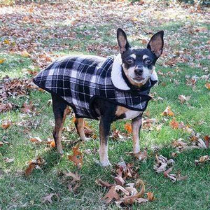 Pet Stop Store Trendy Brown Plaid Adjustable Alpine Dog Jacket with Harness Hole