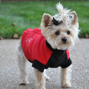 Pet Stop Store Comfy Red & Black Highline Fleece Dog Coat