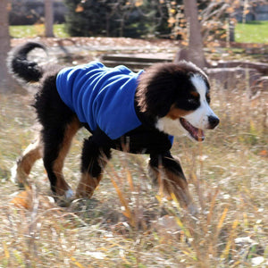 Pet Stop Store Comfy Blue and Black Highline Fleece Dog Coat