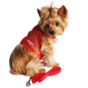 Pet Stop Store Cute Red Mesh Velcro Dog Harness with Leash