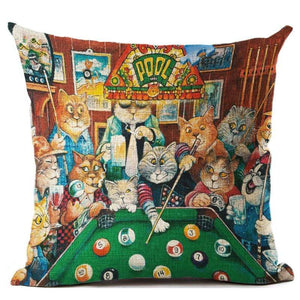 Pet Stop Store Cotton 45x45 Lazy Cat Cartoon Printed Pillow Covers
