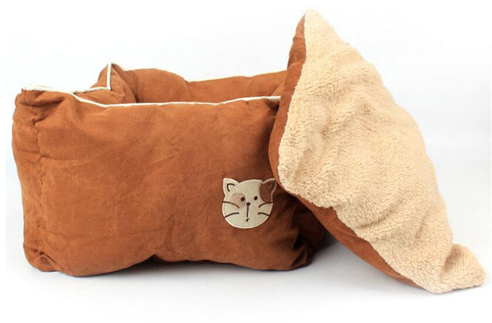 Comfy Cozy Square Suede & Cotton Cat Bed Avail in 5 Colors