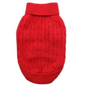 Pet Stop Store Cozy & Warm Riverside Red Cable Knit Dog Sweater