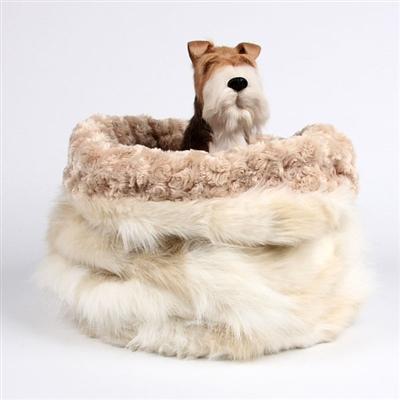 Cream Fox with Camel Curly Sue Cuddle Cup Dog Bed
