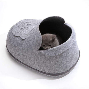Pet Stop Store Cute & Cozy Cat Boot Bed in Pink, Gray, Brown & Blue