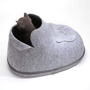 Pet Stop Store Cute & Cozy Cat Boot Bed in Pink, Gray, Brown & Blue