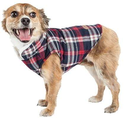 Cute & Comfy 'Puddler' Classical Black & Red Plaid Insulated Dog Coat