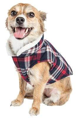 Pet Stop Store Cute & Comfy 'Puddler' Classical Black & Red Plaid Insulated Dog Coat