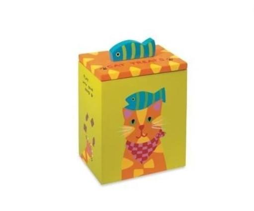 Cute & Colorful Hand Painted Collection Orange Yellow Cat Treat Box at Pet Stop Store