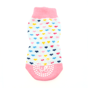 Pet Stop Store Cute Non-Skid Pink and White with Hearts Dog Socks