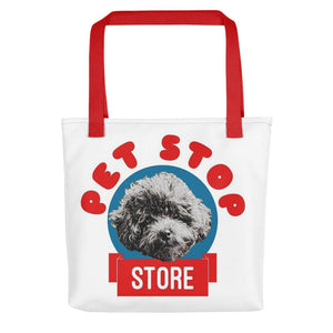 Pet Stop Store Cute Red, Blue & White Shoulder Tote Bag for Poodle Lovers