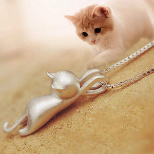 Pet Stop Store Dull Polish Charming Metal Cat Link Chain Necklace