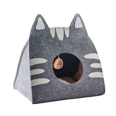 Easy to Wash Foldable Gray Cat Cave Bed