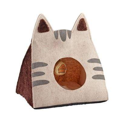 Easy to Wash Foldable Tan Cat Cave Bed