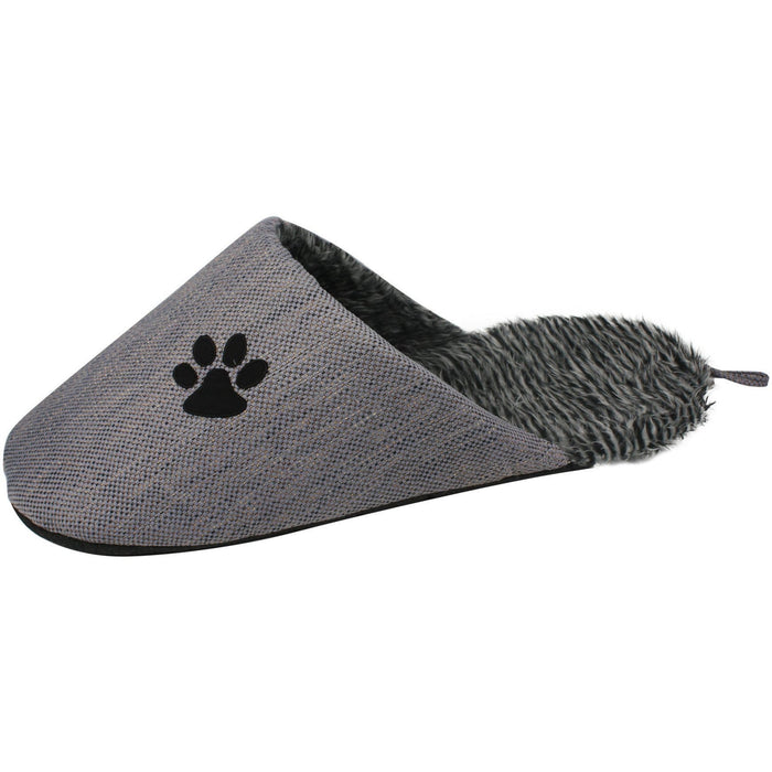 Eco-friendly Faux-Fur Gray & Black Slipper Dog Bed