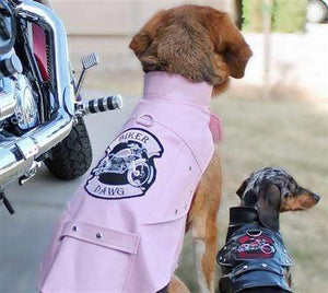 Pet Stop Store Embroidered Biker Dog Motorcycle Pink Jacket All Sizes