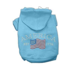 Pet Stop Store Extra Small / Baby Blue Classic American Rhinestone Hoodie Baby Blue