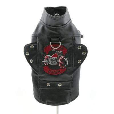 Embroidered Biker Dog Motorcycle Black Jacket All Sizes