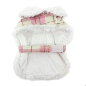 Pet Stop Store Fancy Pink & White Plaid Dog Coat & Leash