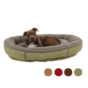 Pet Stop Store Faux Suede & Tipped Berber Round Comfy Dog Cup Bed