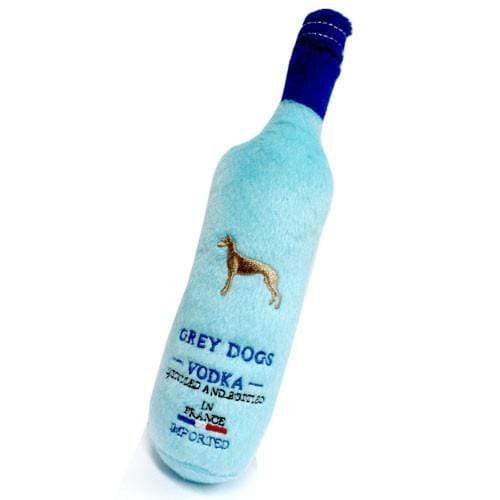 Plush Fun Grey Vodka Bottle Dog Toy